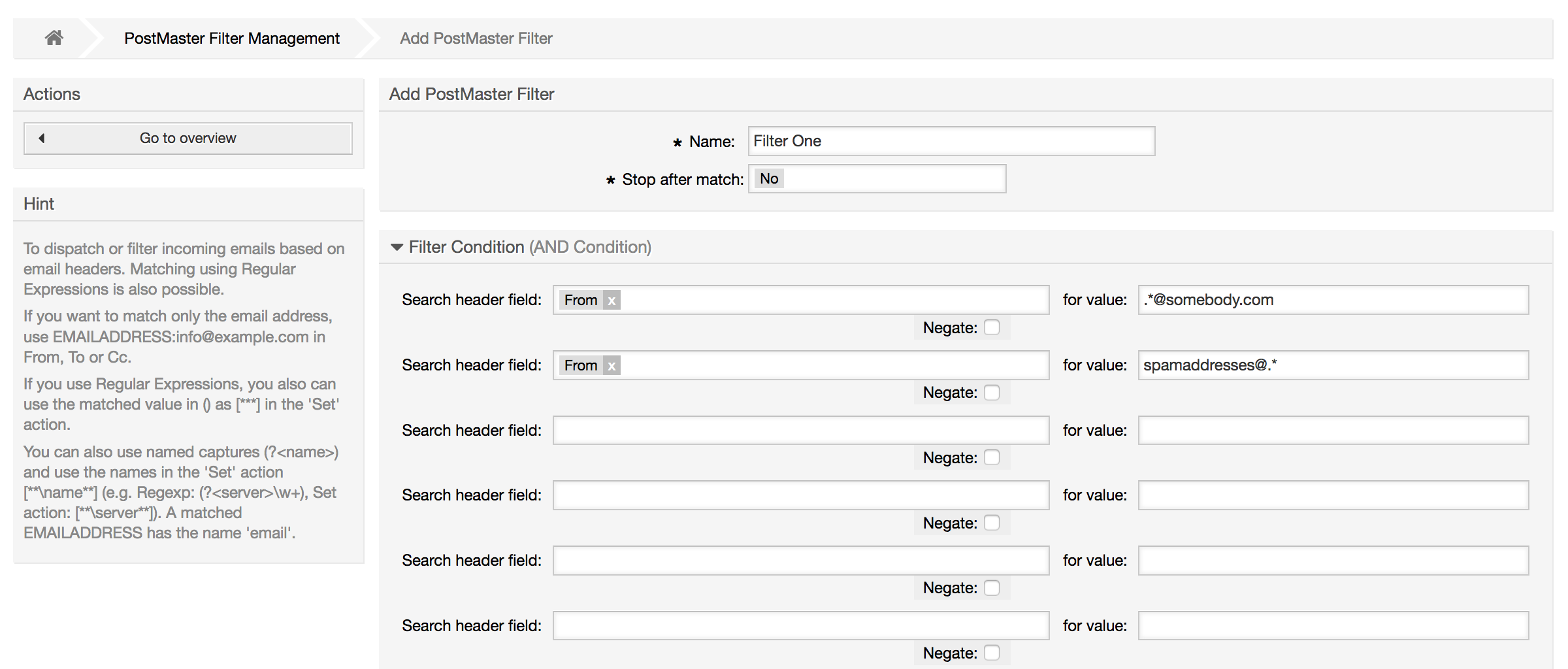 Add a PostMaster filter