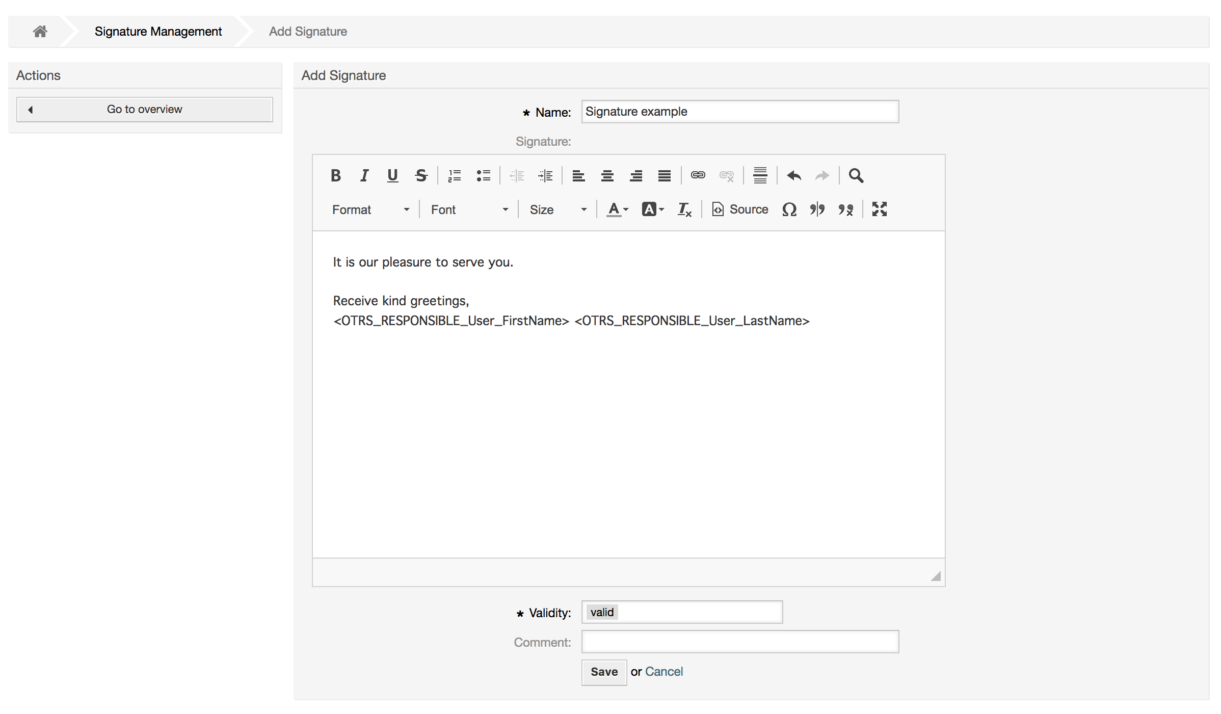 Adding a new signature