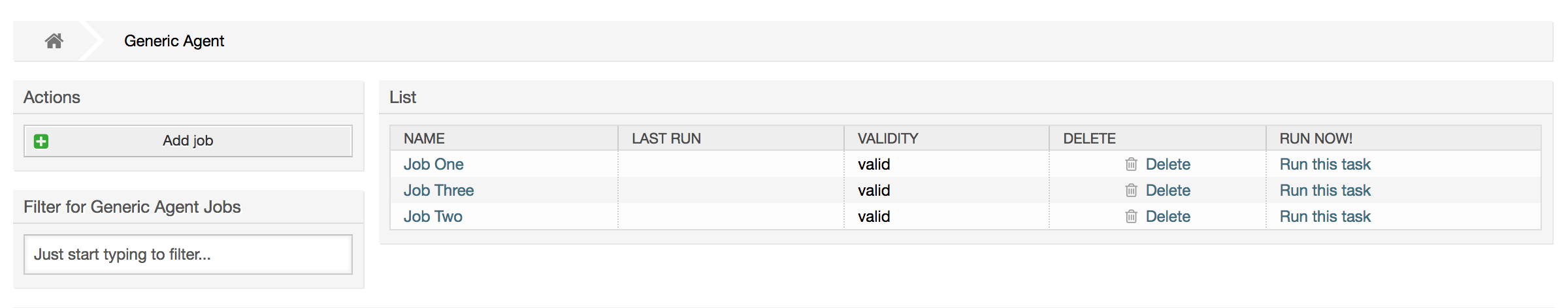 Jobliste des GenericAgent