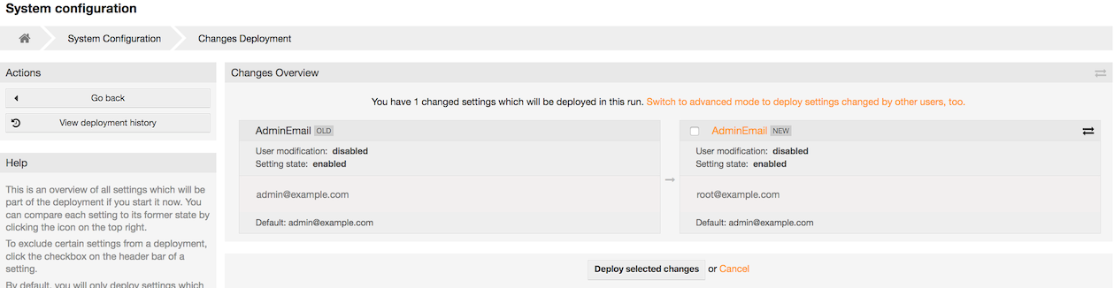 System configuration deployment