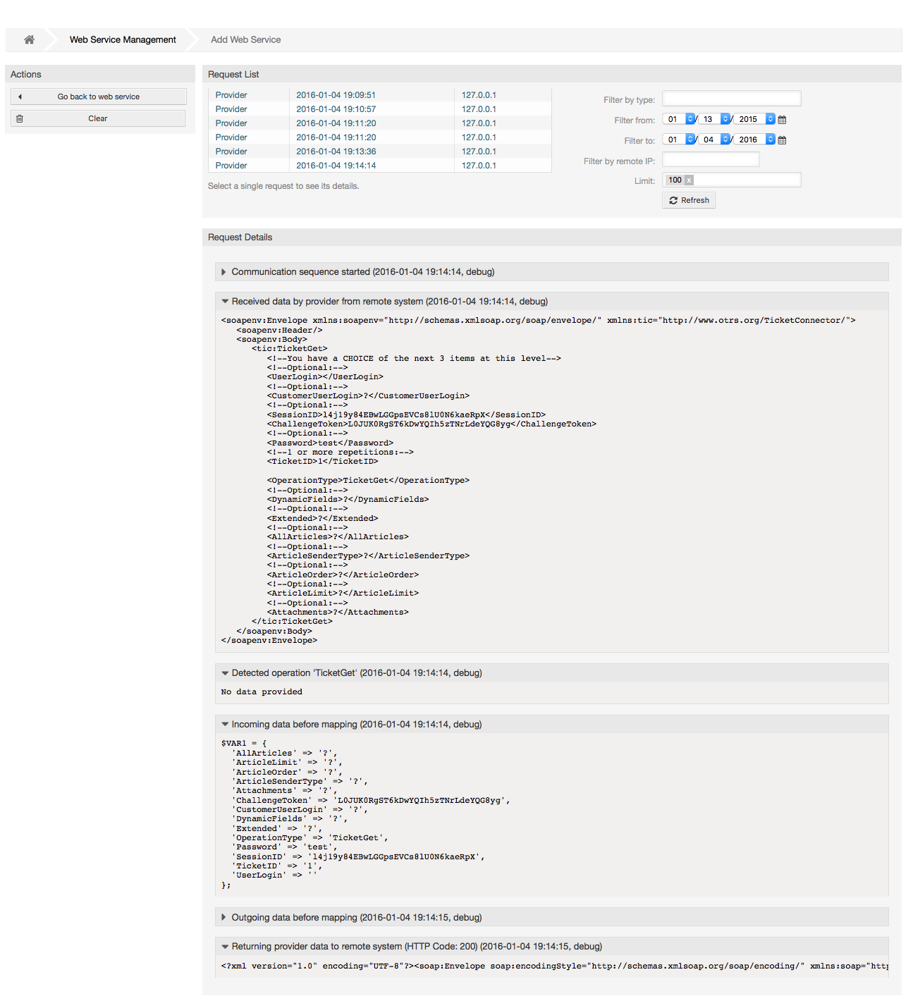 Web service debugger