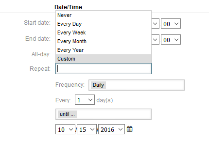 Edit screen of a repeating appointment