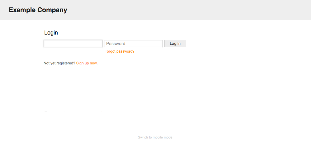 Login-Bildschirm der Kunden-Weboberfläche