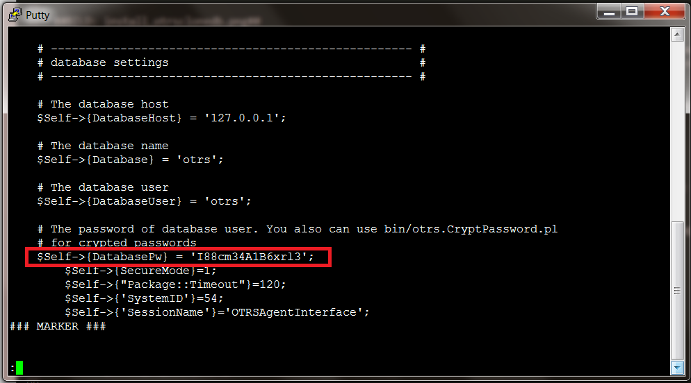 Zieldatenbankpasswort holen - Bildschirmfoto