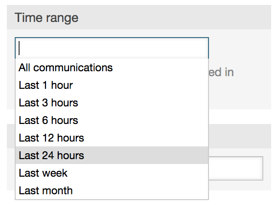 Communication Log Time Range Selection