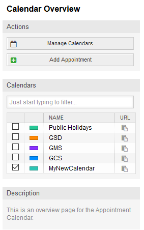 Sidebar in calendar overview screen