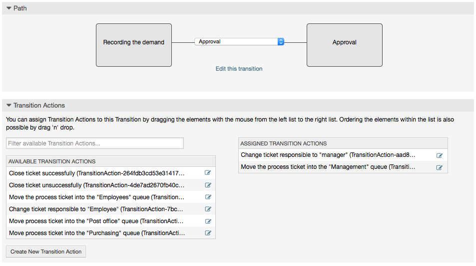 Assign Transition Actions