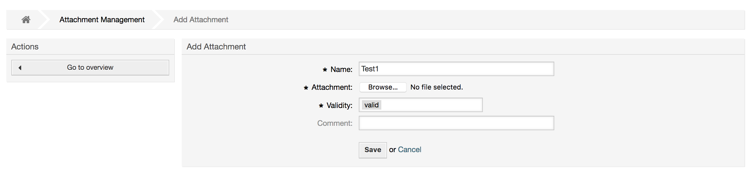 Adding a new attachment