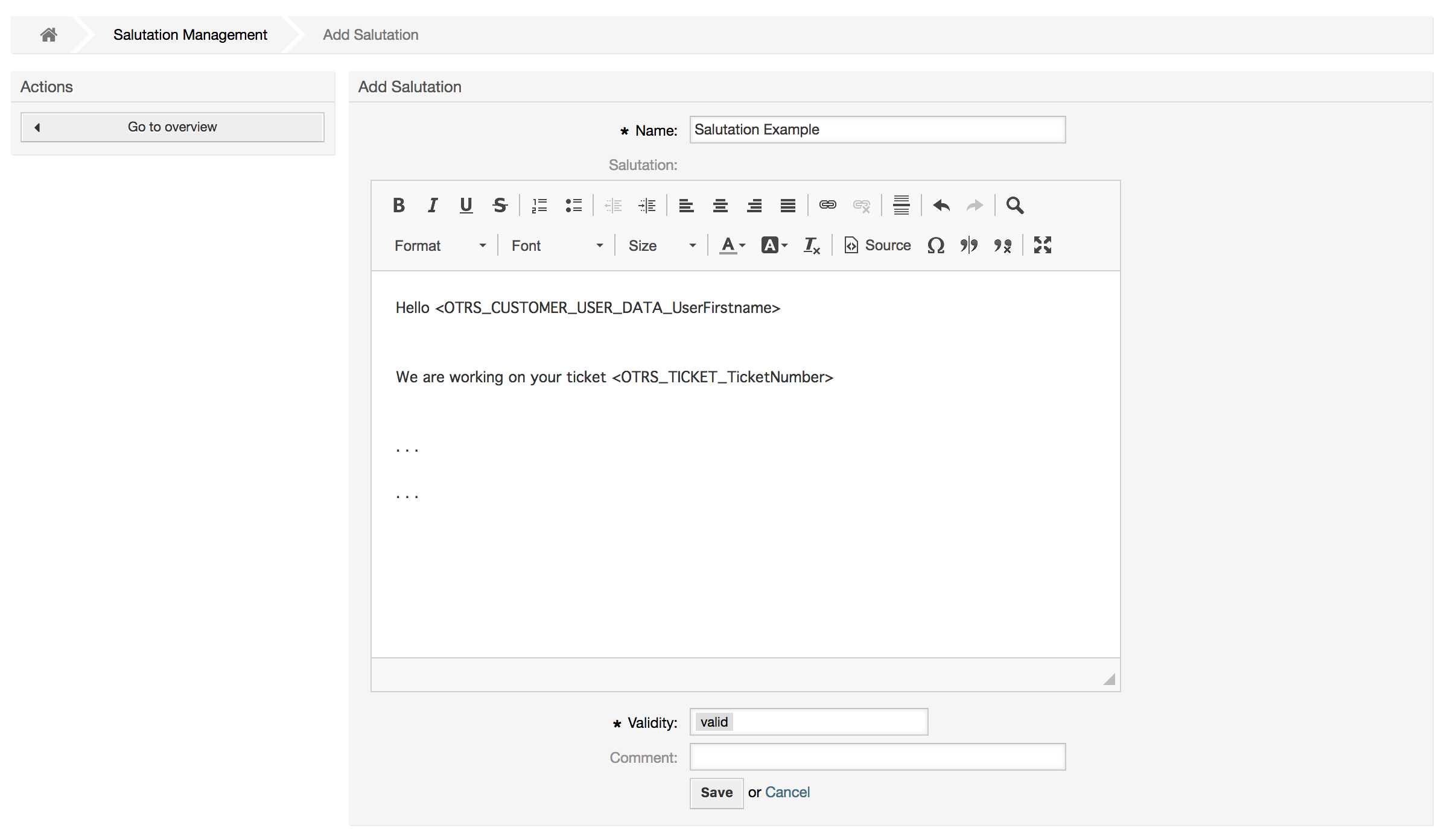 Adding a new salutation