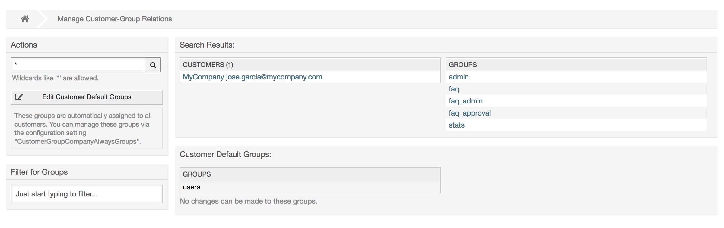 Customers-Group relations management