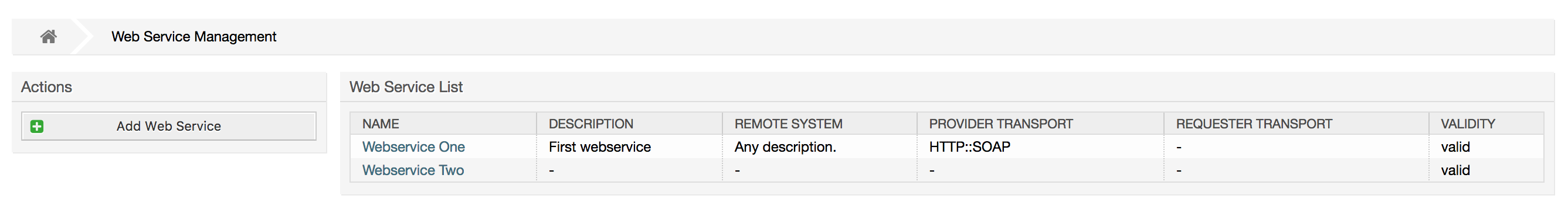 Web service provider network transport (HTTP::SOAP)