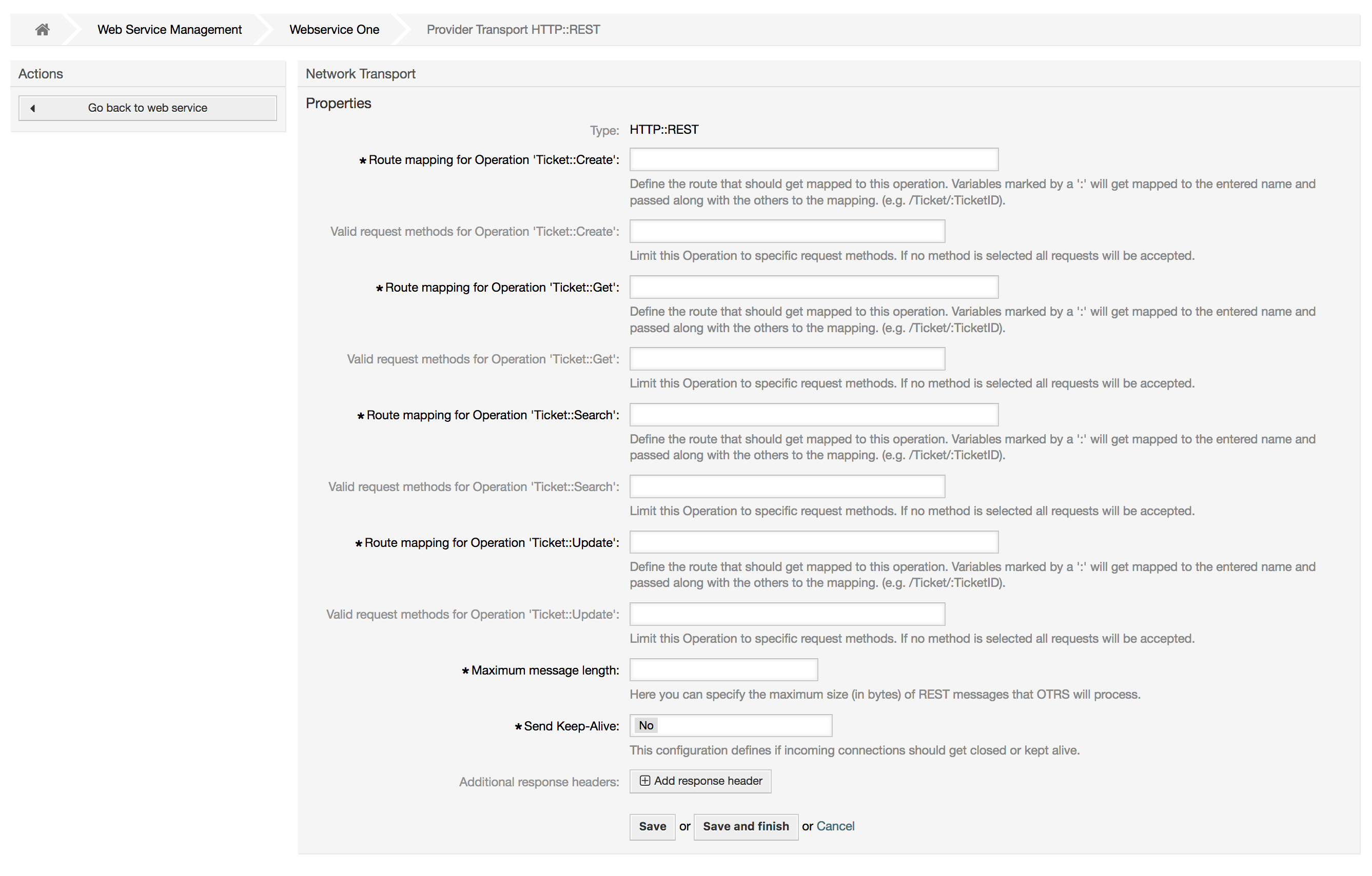 Web service requester network transport (HTTP::REST)