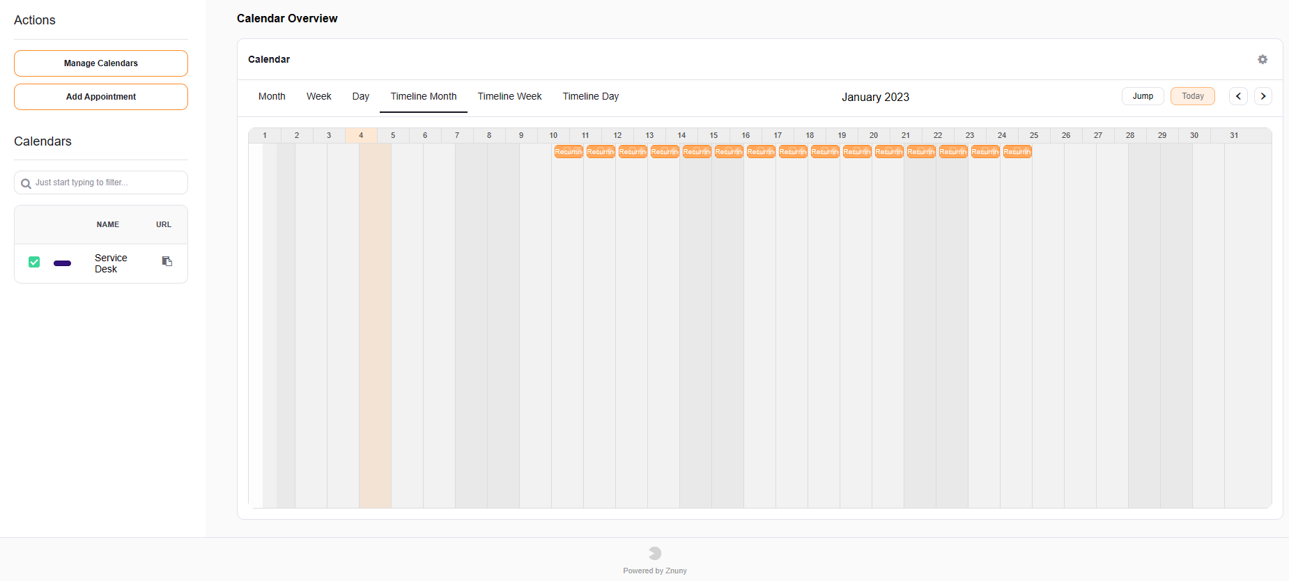 Image of Calendar Overview (Timeline)