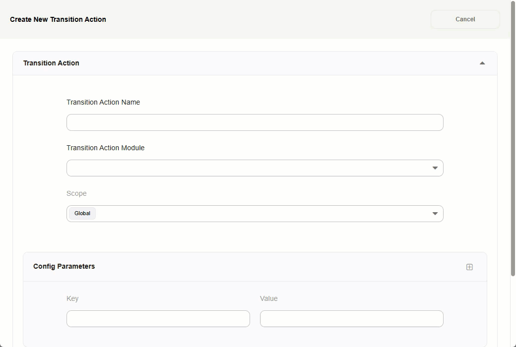 Parameter helper for transition actions
