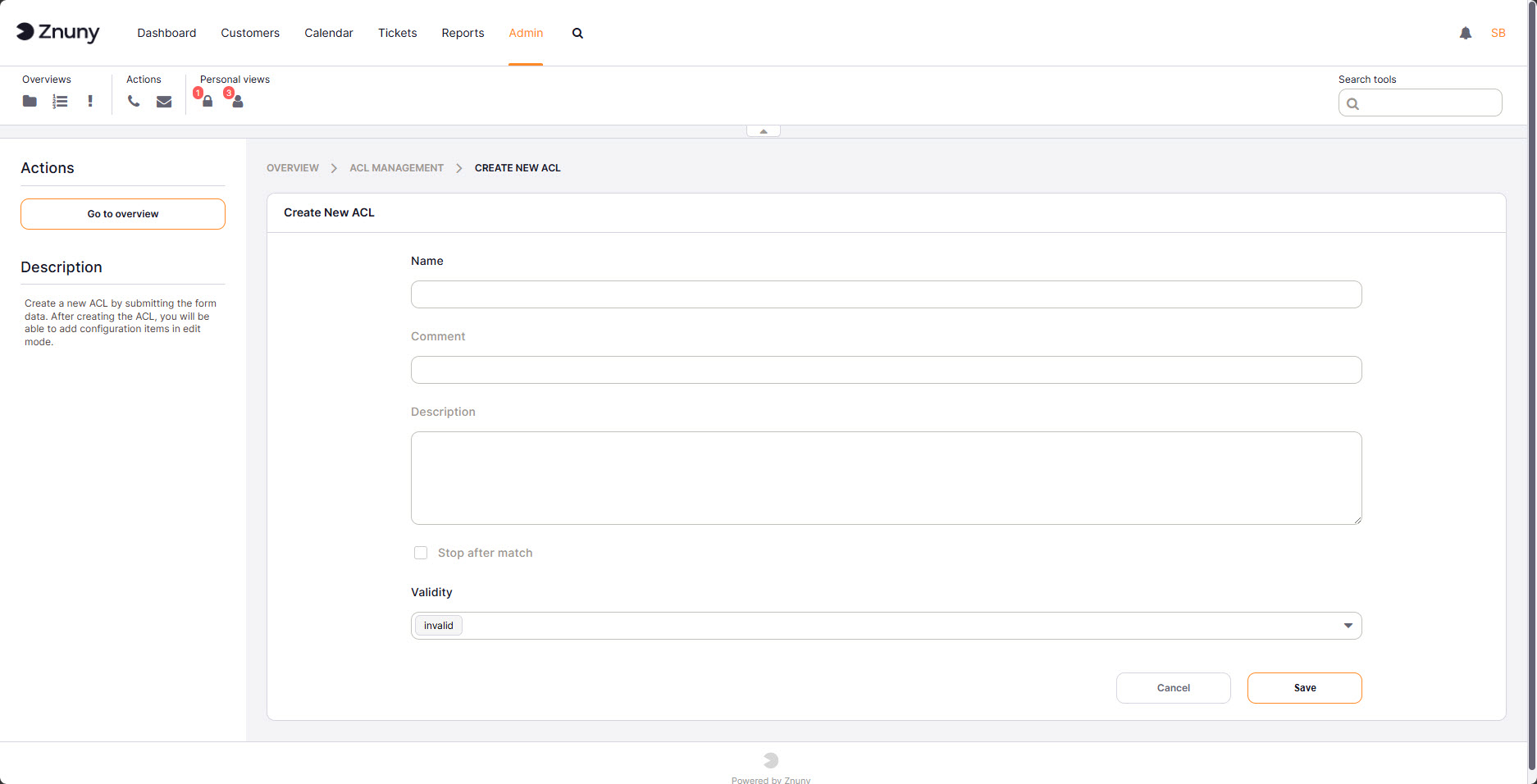 ACL general settings form